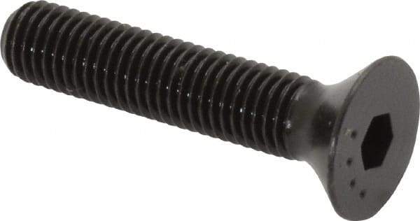 Made in USA - 1/4-28 UNF Hex Socket Drive, 82° Flat Screw - Alloy Steel, Black Oxide Finish, Fully Threaded, 1-1/4" OAL - USA Tool & Supply