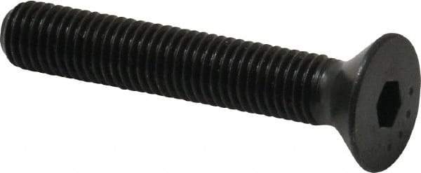 Made in USA - 1/4-28 UNF Hex Socket Drive, 82° Flat Screw - Alloy Steel, Black Oxide Finish, Fully Threaded, 1-1/2" OAL - USA Tool & Supply