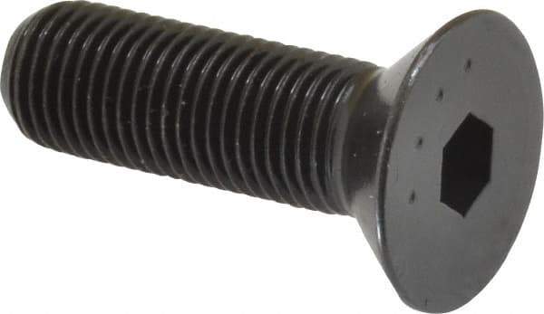 Made in USA - 3/8-24 UNF Hex Socket Drive, 82° Flat Screw - Alloy Steel, Black Oxide Finish, Fully Threaded, 1-1/4" OAL - USA Tool & Supply