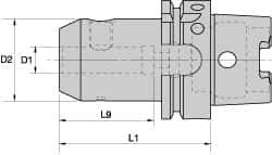 Kennametal - HSK100A Taper Shank 16mm Hole End Mill Holder/Adapter - 48mm Nose Diam, 100mm Projection, Through-Spindle Coolant - Exact Industrial Supply
