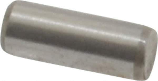 Made in USA - 3/32" Diam x 1/4" Pin Length Grade 8 Alloy Steel Standard Dowel Pin - Bright Finish, 1 Beveled & 1 Rounded End - USA Tool & Supply