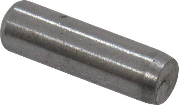 Made in USA - 3/32" Diam x 5/16" Pin Length Grade 8 Alloy Steel Standard Dowel Pin - Bright Finish, 1 Beveled & 1 Rounded End - USA Tool & Supply
