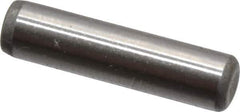 Made in USA - 1/8" Diam x 1/2" Pin Length Grade 8 Alloy Steel Standard Dowel Pin - Bright Finish, C 47-58 & C 60 (Surface) Hardness, 1,840 Lb (Single Shear), 3,680 Lb (Double Shear) Breaking Strength, 1 Beveled & 1 Rounded End - USA Tool & Supply
