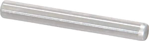 Made in USA - 1/8" Diam x 1" Pin Length Grade 8 Alloy Steel Standard Dowel Pin - Bright Finish, C 47-58 & C 60 (Surface) Hardness, 1,840 Lb (Single Shear), 3,680 Lb (Double Shear) Breaking Strength, 1 Beveled & 1 Rounded End - USA Tool & Supply