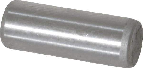 Made in USA - 3/16" Diam x 1/2" Pin Length Grade 8 Alloy Steel Standard Dowel Pin - Bright Finish, C 47-58 & C 60 (Surface) Hardness, 4,150 Lb (Single Shear), 8,300 Lb (Double Shear) Breaking Strength, 1 Beveled & 1 Rounded End - USA Tool & Supply