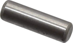 Made in USA - 3/16" Diam x 5/8" Pin Length Grade 8 Alloy Steel Standard Dowel Pin - Bright Finish, C 47-58 & C 60 (Surface) Hardness, 4,150 Lb (Single Shear), 8,300 Lb (Double Shear) Breaking Strength, 1 Beveled & 1 Rounded End - USA Tool & Supply