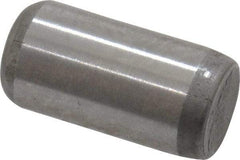 Made in USA - 1/4" Diam x 1/2" Pin Length Grade 8 Alloy Steel Standard Dowel Pin - Bright Finish, C 47-58 & C 60 (Surface) Hardness, 14,720 Lb (Double Shear), 7,360 Lb (Single Shear) Breaking Strength, 1 Beveled & 1 Rounded End - USA Tool & Supply