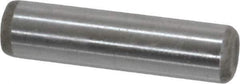 Made in USA - 1/4" Diam x 1" Pin Length Grade 8 Alloy Steel Standard Dowel Pin - Bright Finish, C 47-58 & C 60 (Surface) Hardness, 14,720 Lb (Double Shear), 7,360 Lb (Single Shear) Breaking Strength, 1 Beveled & 1 Rounded End - USA Tool & Supply