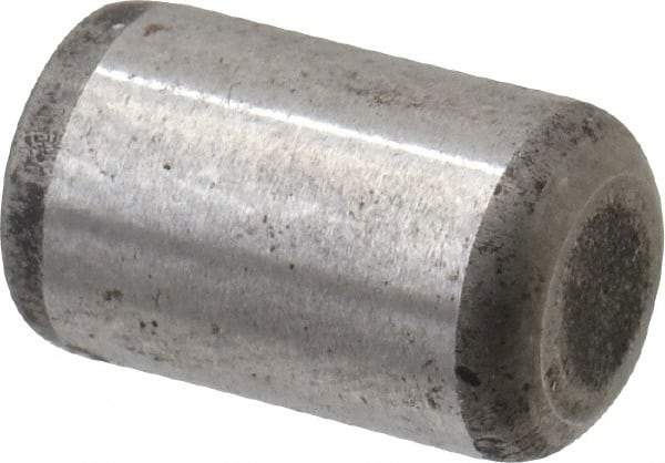 Made in USA - 5/16" Diam x 1/2" Pin Length Grade 8 Alloy Steel Standard Dowel Pin - Bright Finish, C 47-58 & C 60 (Surface) Hardness, 11,500 Lb (Single Shear), 23,000 Lb (Double Shear) Breaking Strength, 1 Beveled & 1 Rounded End - USA Tool & Supply