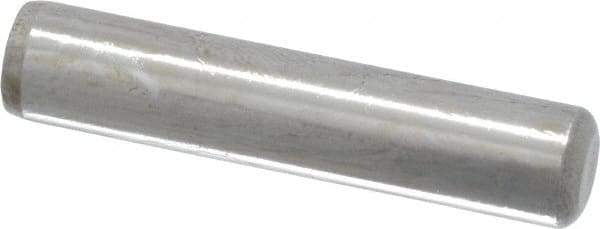 Made in USA - 5/16" Diam x 1-1/2" Pin Length Grade 8 Alloy Steel Standard Dowel Pin - Bright Finish, C 47-58 & C 60 (Surface) Hardness, 11,500 Lb (Single Shear), 23,000 Lb (Double Shear) Breaking Strength, 1 Beveled & 1 Rounded End - USA Tool & Supply