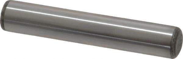 Made in USA - 5/16" Diam x 1-3/4" Pin Length Grade 8 Alloy Steel Standard Dowel Pin - Bright Finish, C 47-58 & C 60 (Surface) Hardness, 11,500 Lb (Single Shear), 23,000 Lb (Double Shear) Breaking Strength, 1 Beveled & 1 Rounded End - USA Tool & Supply