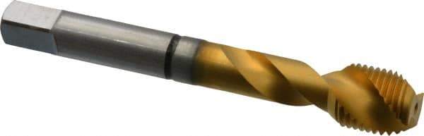 Guhring - 1/2-20 UNF 2 Flute 2B Modified Bottoming Spiral Flute Tap - Cobalt, TiN Finish, 3.381" OAL, Right Hand Flute, Right Hand Thread, Series 3935 - USA Tool & Supply