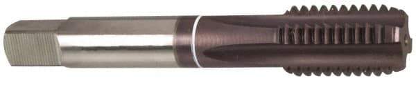 Guhring - M10x1.50 Metric Coarse 6HX 4 Flute TiAlN/TiN Finish Cobalt Straight Flute Machine Tap - Modified Bottoming, Right Hand Thread, 2.941" OAL, Oversize - Exact Industrial Supply