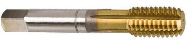 Guhring - M10x1.50 Metric Coarse 6HX Modified Bottoming Thread Forming Tap - Cobalt, TiN Finish, 2.941" OAL, 0.63" Thread Length, Right Hand Thread, Series 3939 - USA Tool & Supply