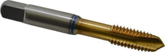 Guhring - 3/8-16 UNC, 3 Flute, TiN Finish, Powdered Metal Spiral Point Tap - Plug Chamfer, Right Hand Thread, 2.941" OAL, 0.79" Thread Length, 0.381" Shank Diam, 2B Class of Fit, Series 3907 - Exact Industrial Supply