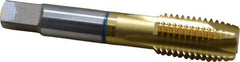 Guhring - 3/4-10 UNC, 4 Flute, TiN Finish, Powdered Metal Spiral Point Tap - Plug Chamfer, Right Hand Thread, 4-1/4" OAL, 1.299" Thread Length, 0.59" Shank Diam, 2B Class of Fit, Series 3907 - Exact Industrial Supply