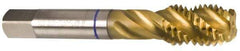 Guhring - M18x2.50 Metric Coarse 4 Flute 6H Modified Bottoming Spiral Flute Tap - Powdered Metal, TiN Finish, 4-1/32" OAL, Right Hand Flute, Right Hand Thread, Series 3909 - USA Tool & Supply