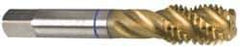Guhring - 1/2-20 UNF 3 Flute 3B Modified Bottoming Spiral Flute Tap - Powdered Metal, TiN Finish, 3-3/8" OAL, Right Hand Flute, Right Hand Thread, Series 3999 - USA Tool & Supply