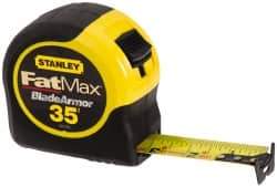 Stanley - 35' x 1-1/4" Yellow Blade Tape Measure - 1/16" Graduation, Inch Graduation Style, Yellow/Black Case - USA Tool & Supply