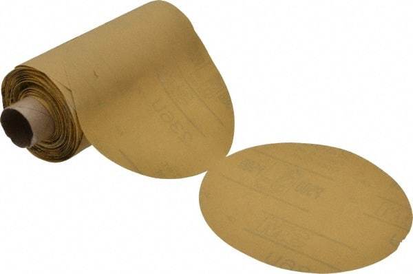3M - 5" Diam, 500 Grit Aluminum Oxide Adhesive PSA Disc - Extra Fine Grade, Yellow, C Weighted Backing, Flexible, Use with Random Orbital Sanders - USA Tool & Supply