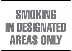 NMC - "Smoking in Designated Areas Only", 10" Long x 14" Wide, Rigid Plastic Safety Sign - Rectangle, 0.05" Thick, Use for Smoking Regulations - USA Tool & Supply