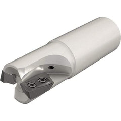 Iscar - 1-1/4" Cut Diam, 0.827" Max Depth of Cut, 1-1/4" Shank Diam, 4.05" OAL, Indexable Square Shoulder Helical End Mill - Weldon Shank, 90° Lead Angle, Through Coolant, Series Heliplus - USA Tool & Supply