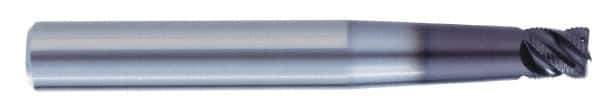 Kennametal - 1/4" Diam, 1/4" LOC, 4 Flute Solid Carbide 0.03" Corner Radius Roughing End Mill - AlTiN Finish, 4" OAL, 3/8" Shank Diam, Single End, Centercutting, 45° Helix - USA Tool & Supply