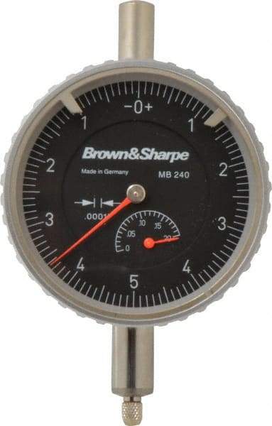 TESA Brown & Sharpe - 0.2" Range, 0-5-0 Dial Reading, 0.0001" Graduation Dial Drop Indicator - 2-1/4" Dial, 0.01" Range per Revolution, Revolution Counter - USA Tool & Supply