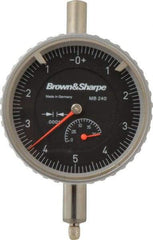TESA Brown & Sharpe - 0.2" Range, 0-5-0 Dial Reading, 0.0001" Graduation Dial Drop Indicator - 2-1/4" Dial, 0.01" Range per Revolution, Revolution Counter - USA Tool & Supply