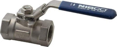 NIBCO - 1" Pipe, Reduced Port, Carbon Steel Standard Ball Valve - 1 Piece, Inline - One Way Flow, FNPT x FNPT Ends, Locking Lever Handle, 2,000 WOG - USA Tool & Supply