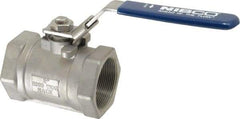 NIBCO - 2" Pipe, Reduced Port, Standard Ball Valve - 1 Piece, Inline - One Way Flow, FNPT x FNPT Ends, Locking Lever Handle, 2,000 WOG - USA Tool & Supply