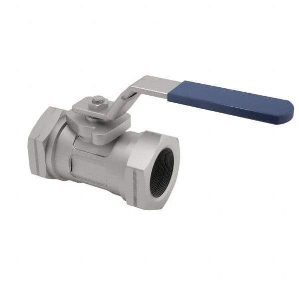 NIBCO - 3/8" Pipe, Reduced Port, Carbon Steel Standard Ball Valve - 1 Piece, Inline - One Way Flow, FNPT x FNPT Ends, Locking Lever Handle, 2,000 WOG - USA Tool & Supply