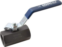 NIBCO - 1" Pipe, Carbon Steel Standard Ball Valve - 1 Piece, Inline - One Way Flow, FNPT x FNPT Ends, Lever Handle, 2,000 WOG - USA Tool & Supply