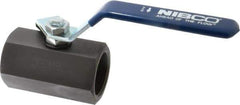 NIBCO - 1-1/2" Pipe, Carbon Steel Standard Ball Valve - 1 Piece, Inline - One Way Flow, FNPT x FNPT Ends, Lever Handle, 1,500 WOG - USA Tool & Supply
