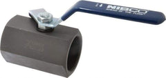 NIBCO - 2" Pipe, Carbon Steel Standard Ball Valve - 1 Piece, Inline - One Way Flow, FNPT x FNPT Ends, Lever Handle, 1,500 WOG - USA Tool & Supply