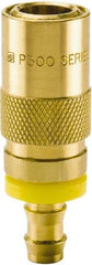 Parker - Nonthreaded Brass Hydraulic Hose Push-Lok Hose Barb Coupler & Straight Fitting - 200 psi, 3 GPM, 3/8" Hose Diam, Series Moldmate - USA Tool & Supply