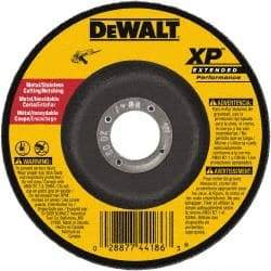 DeWALT - 24 Grit, 7" Wheel Diam, 3/32" Wheel Thickness, 7/8" Arbor Hole, Type 27 Depressed Center Wheel - Zirconia Alumina, Resinoid Bond, 8,700 Max RPM - USA Tool & Supply