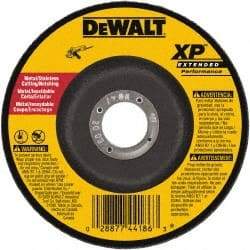 DeWALT - 24 Grit, 4" Wheel Diam, 3/32" Wheel Thickness, 5/8" Arbor Hole, Type 27 Depressed Center Wheel - Zirconia Alumina, Resinoid Bond, 15,200 Max RPM - USA Tool & Supply