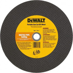 DeWALT - 12" 24 Grit Aluminum Oxide Cutoff Wheel - 1/8" Thick, 1" Arbor, 6,400 Max RPM, Use with Gas Powered Saws - USA Tool & Supply