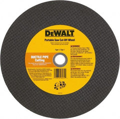 DeWALT - 12" 24 Grit Aluminum Oxide Cutoff Wheel - 1/8" Thick, 20mm Arbor, 6,400 Max RPM, Use with Gas Powered Saws - USA Tool & Supply