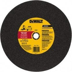 DeWALT - 14" 24 Grit Aluminum Oxide Cutoff Wheel - 0.109" Thick, 1" Arbor, 4,300 Max RPM, Use with Stationary Tools - USA Tool & Supply