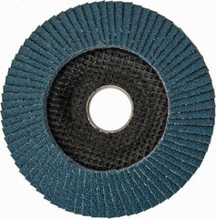 DeWALT - 60 Grit, 4-1/2" Disc Diam, 7/8" Center Hole, Type 29 Zirconia Alumina Flap Disc - 13,300 Max RPM, Poly Cotton Backing, Arbor Attaching System, Coated - USA Tool & Supply
