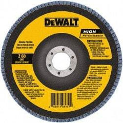 DeWALT - 24 Grit, 5" Disc Diam, 7/8" Center Hole, Type 29 Zirconia Alumina Flap Disc - 12,200 Max RPM, Poly Cotton Backing, Arbor Attaching System, Coated - USA Tool & Supply