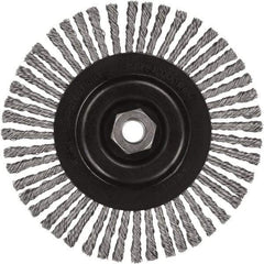 DeWALT - 6-1/2" OD, 5/8-11 Arbor Hole, Stringer Bead Stainless Steel Wheel Brush - 3/8" Face Width, 7/8" Trim Length, 0.02" Filament Diam, 9,000 RPM - USA Tool & Supply