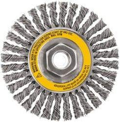 DeWALT - 5" OD, 5/8-11 Arbor Hole, Stringer Bead Steel Wheel Brush - 3/8" Face Width, 7/8" Trim Length, 0.02" Filament Diam, 12,000 RPM - USA Tool & Supply