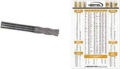 Hertel - 1", 1-1/2" LOC, 1" Shank Diam, 4" OAL, 4 Flute, Solid Carbide Square End Mill - Single End, TiN Finish, Spiral Flute, 30° Helix, Centercutting, Right Hand Cut - USA Tool & Supply