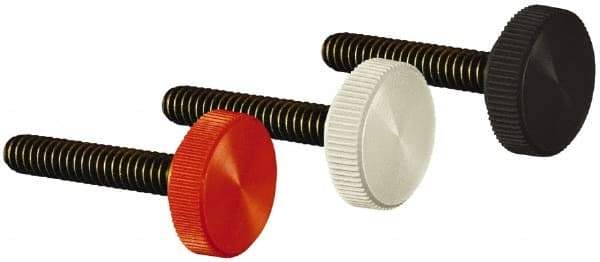 Made in USA - 1/4-20 Knurled Shoulder Steel Thumb Screw - 3/4" OAL, 3/4" Head Diam - USA Tool & Supply
