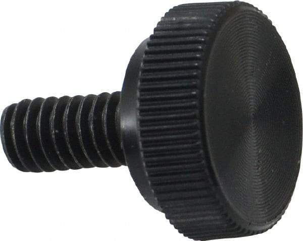 Made in USA - #8-32 Knurled Shoulder Steel Thumb Screw - 3/8" OAL, 1/2" Head Diam - USA Tool & Supply