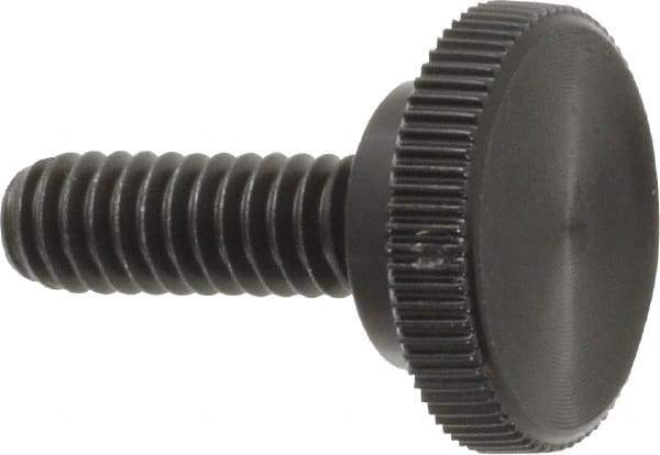Made in USA - 1/4-20 Knurled Shoulder Steel Thumb Screw - 3/4" OAL, 3/4" Head Diam - USA Tool & Supply