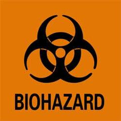 NMC - "Biohazard", 7" Long x 7" Wide, Rigid Plastic Safety Sign - Square, 0.05" Thick, Use for Hazardous Materials - USA Tool & Supply
